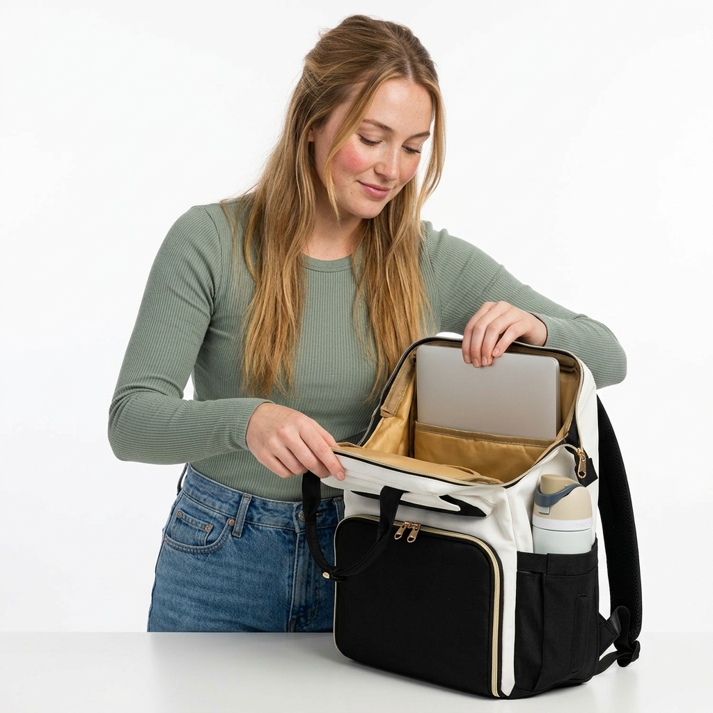 Packuum backpack lunch compartment separated from laptop