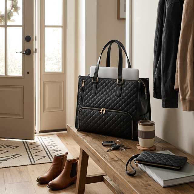 Packuum all-black tote